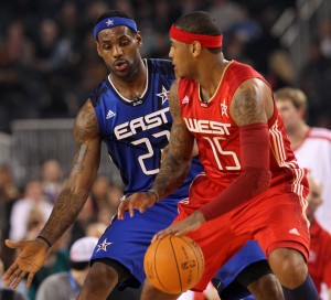 Melo Anthony y LeBron James, reyes de la clase del 2003, con permiso de Wade y Bosh. (Photo by Ronald Martinez/Getty Images)